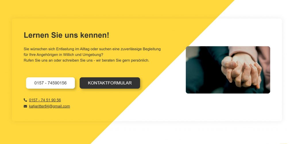 Kontakt-Abschnitt Website Alltagshilfe
